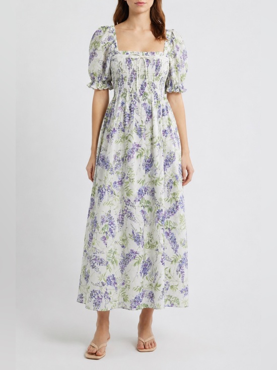 Hill House Dresses & Skirts - Hill house home The Scarlett Smocked Midi Dress Floral Square-Neck, S M L